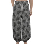 Motorcycle And Angel Pattern Print Lantern Pants