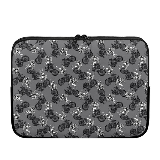 Motorcycle And Angel Pattern Print Laptop Sleeve