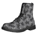 Motorcycle And Angel Pattern Print Lace-Up Boots