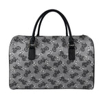 Motorcycle And Angel Pattern Print Leather Duffle Bag