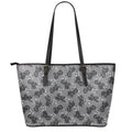 Motorcycle And Angel Pattern Print Leather Tote Bag With Zipper