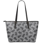 Motorcycle And Angel Pattern Print Leather Tote Bag