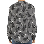 Motorcycle And Angel Pattern Print Long Sleeve Baseball Jersey