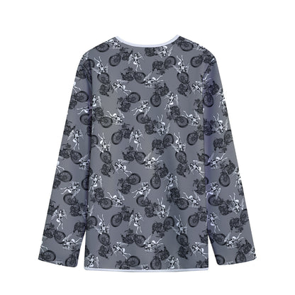 Motorcycle And Angel Pattern Print Long Sleeve Short Coat