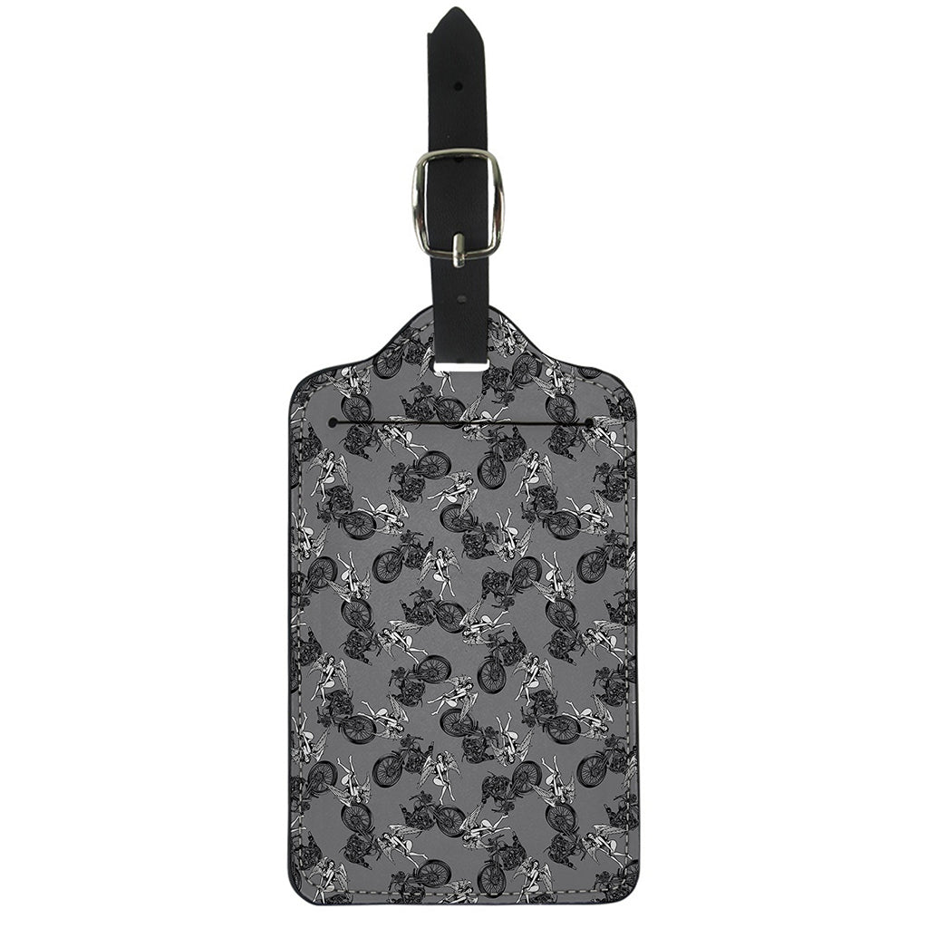 Motorcycle And Angel Pattern Print Luggage Tag