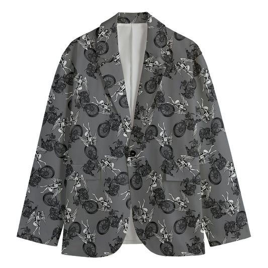 Motorcycle And Angel Pattern Print Men's Blazer