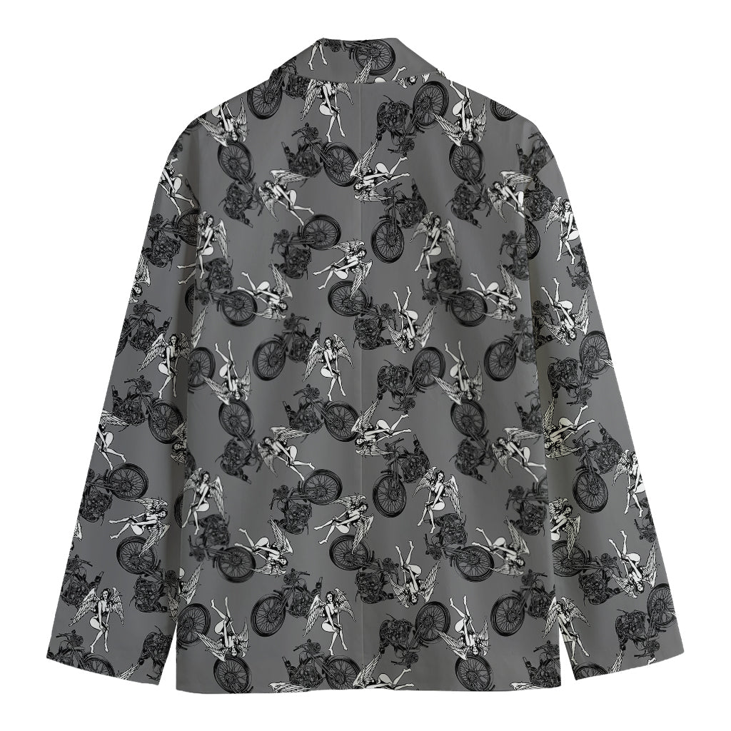 Motorcycle And Angel Pattern Print Men's Blazer