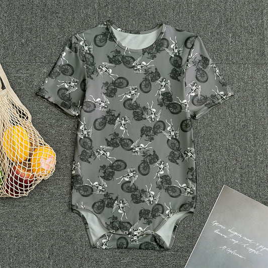 Motorcycle And Angel Pattern Print Men's Bodysuit