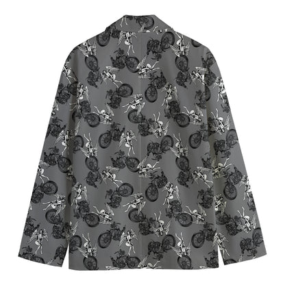 Motorcycle And Angel Pattern Print Men's Cotton Blazer