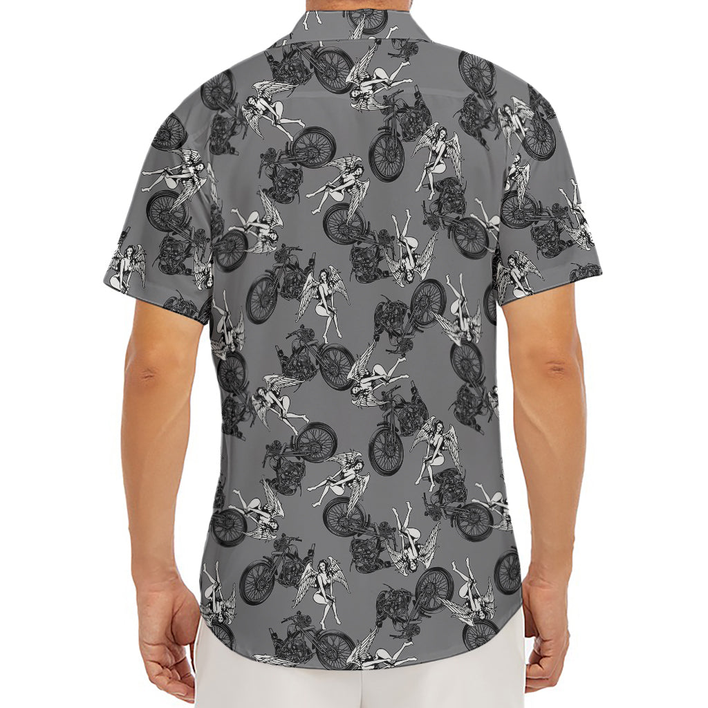 Motorcycle And Angel Pattern Print Men's Deep V-Neck Shirt