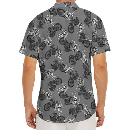 Motorcycle And Angel Pattern Print Men's Deep V-Neck Shirt