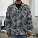Motorcycle And Angel Pattern Print Men's Shirt Jacket