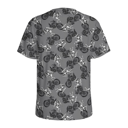 Motorcycle And Angel Pattern Print Men's Sports T-Shirt