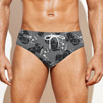 Motorcycle And Angel Pattern Print Men's Swim Briefs