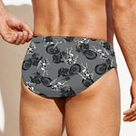Motorcycle And Angel Pattern Print Men's Swim Briefs