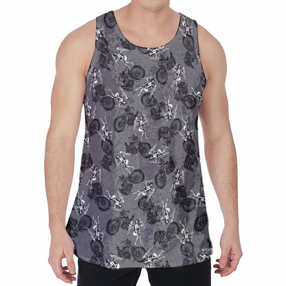 Motorcycle And Angel Pattern Print Men's Velvet Tank Top