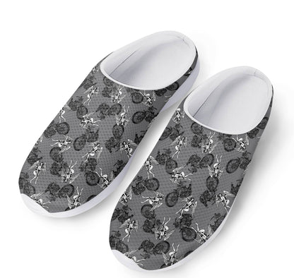 Motorcycle And Angel Pattern Print Mesh Casual Shoes