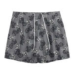 Motorcycle And Angel Pattern Print Mesh Shorts