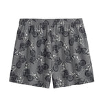 Motorcycle And Angel Pattern Print Mesh Shorts