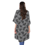 Motorcycle And Angel Pattern Print Open Front Beach Cover Up