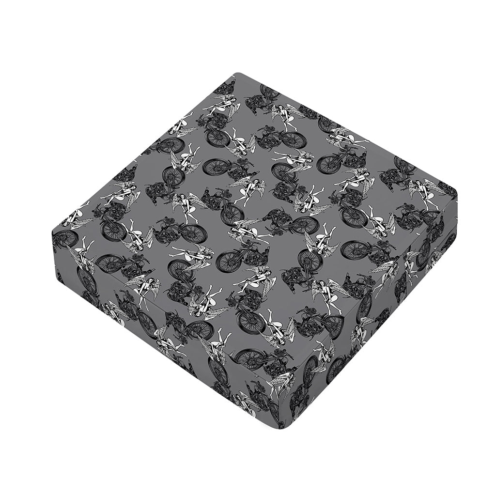 Motorcycle And Angel Pattern Print Outdoor Seat Cushion Cover