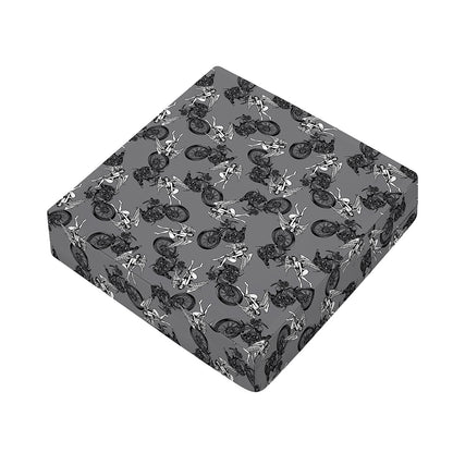 Motorcycle And Angel Pattern Print Outdoor Seat Cushion Cover