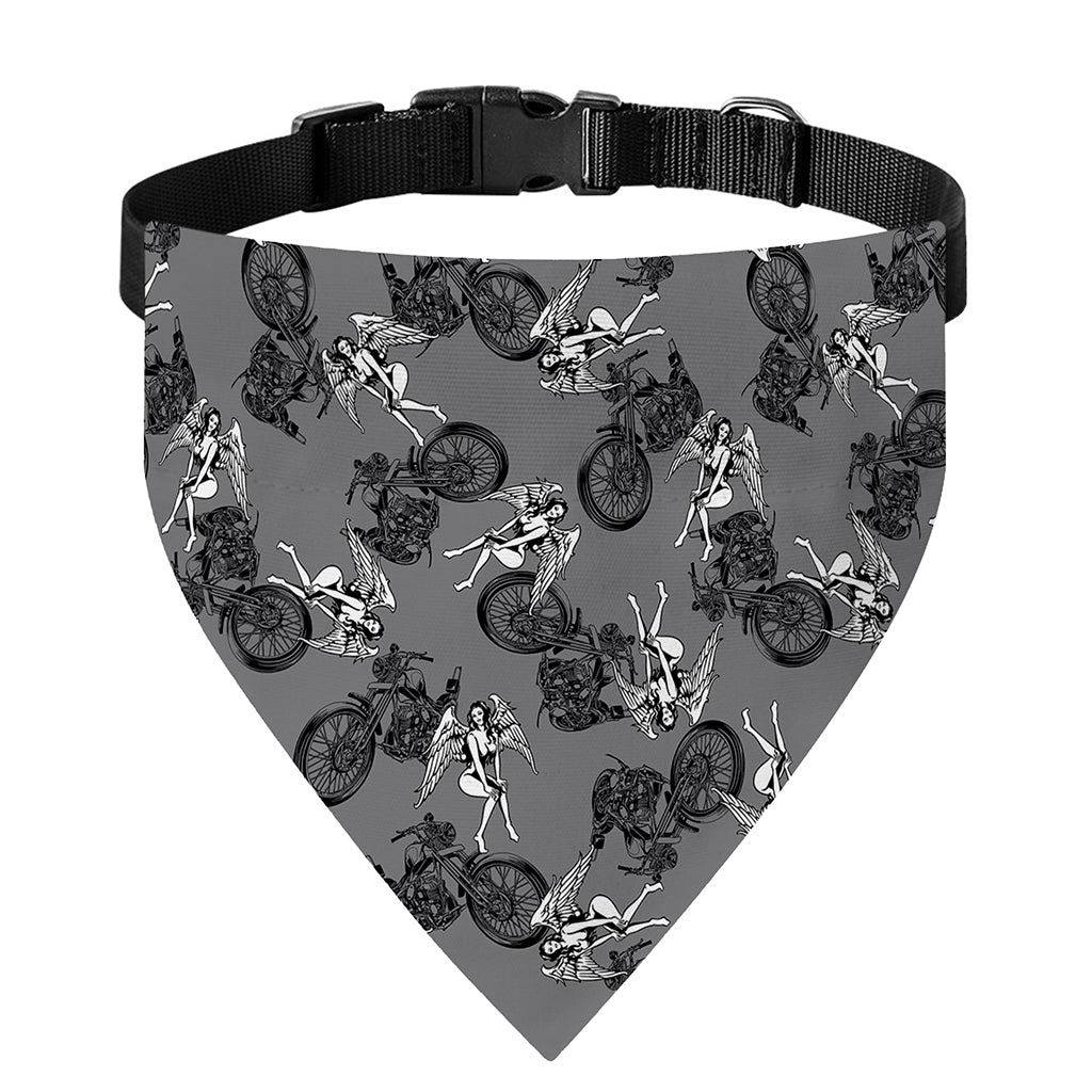 Motorcycle And Angel Pattern Print Over The Collar Dog Bandana