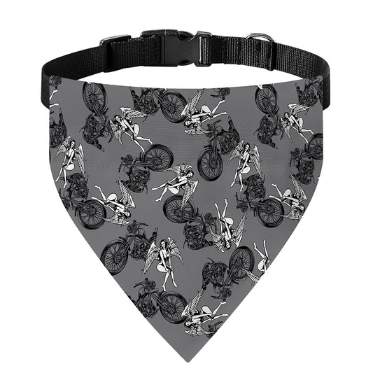 Motorcycle And Angel Pattern Print Over The Collar Dog Bandana