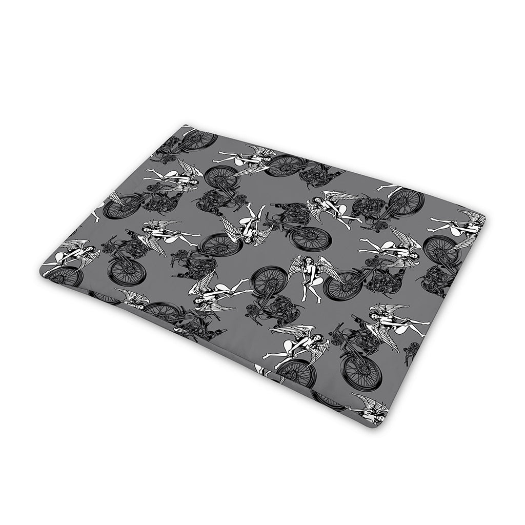 Motorcycle And Angel Pattern Print Pet Cooling Mat Cover
