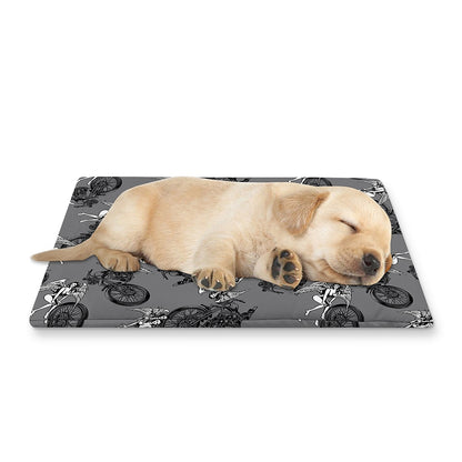 Motorcycle And Angel Pattern Print Pet Cooling Mat Cover