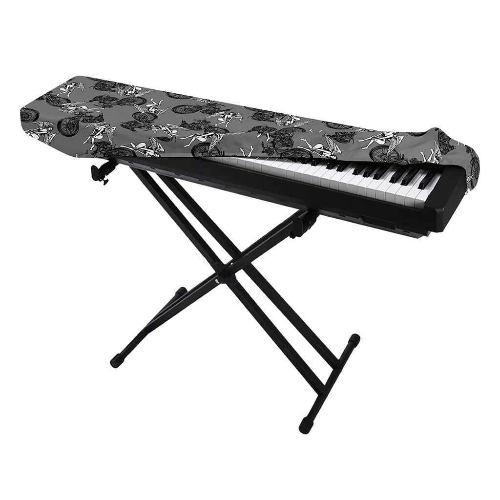 Motorcycle And Angel Pattern Print Piano Keyboard Cover