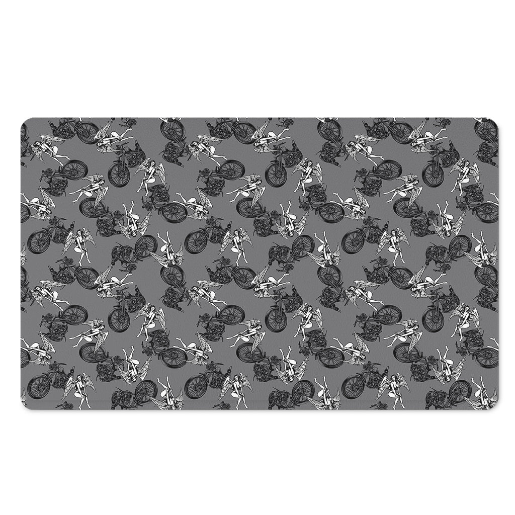Motorcycle And Angel Pattern Print Polyester Doormat