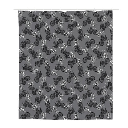 Motorcycle And Angel Pattern Print Polyester Shower Curtain