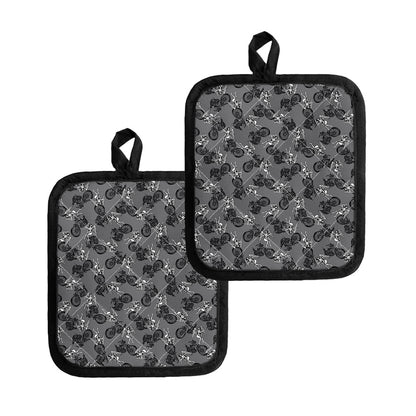 Motorcycle And Angel Pattern Print Pot Holders