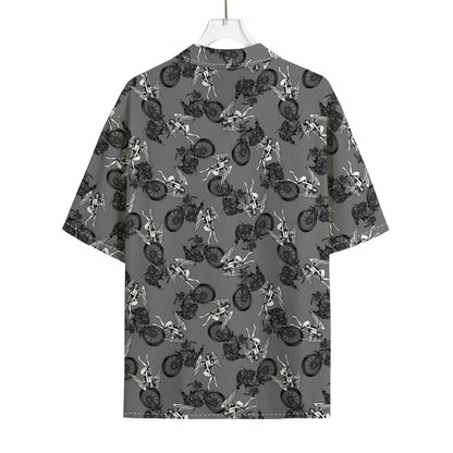 Motorcycle And Angel Pattern Print Rayon Hawaiian Shirt