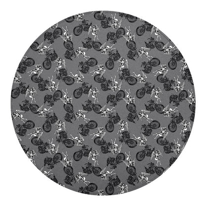 Motorcycle And Angel Pattern Print Round Blanket