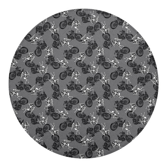 Motorcycle And Angel Pattern Print Round Blanket
