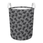 Motorcycle And Angel Pattern Print Round Laundry Basket