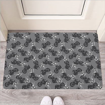 Motorcycle And Angel Pattern Print Rubber Doormat