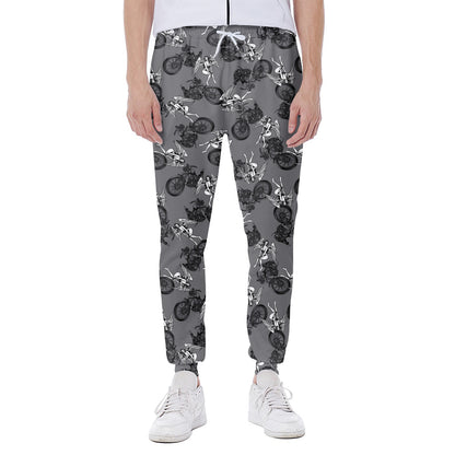 Motorcycle And Angel Pattern Print Scuba Joggers