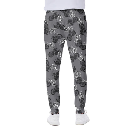 Motorcycle And Angel Pattern Print Scuba Joggers