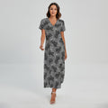 Motorcycle And Angel Pattern Print Short Sleeve Maxi Dress