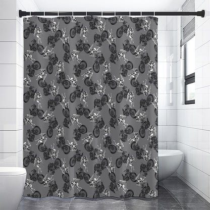 Motorcycle And Angel Pattern Print Shower Curtain