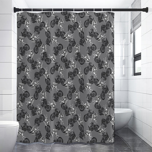 Motorcycle And Angel Pattern Print Shower Curtain