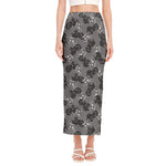 Motorcycle And Angel Pattern Print Side Slit Maxi Skirt