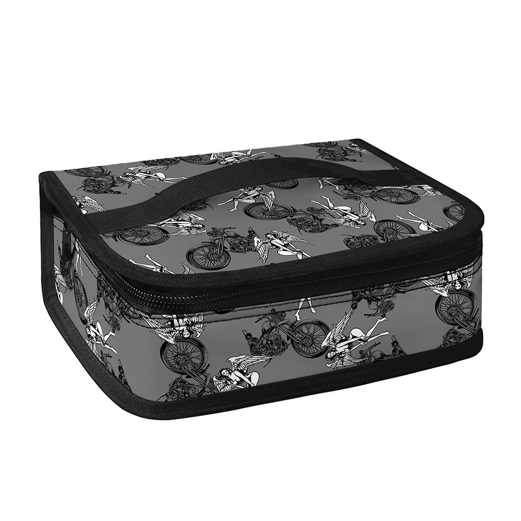 Motorcycle And Angel Pattern Print Small Lunch Bag