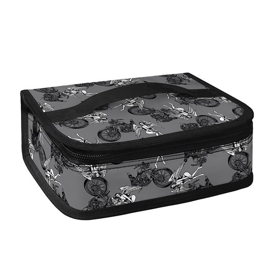 Motorcycle And Angel Pattern Print Small Lunch Bag