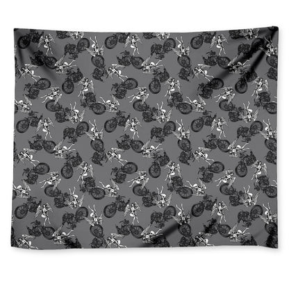 Motorcycle And Angel Pattern Print Tapestry