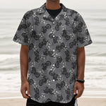 Motorcycle And Angel Pattern Print Textured Short Sleeve Shirt