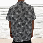 Motorcycle And Angel Pattern Print Textured Short Sleeve Shirt